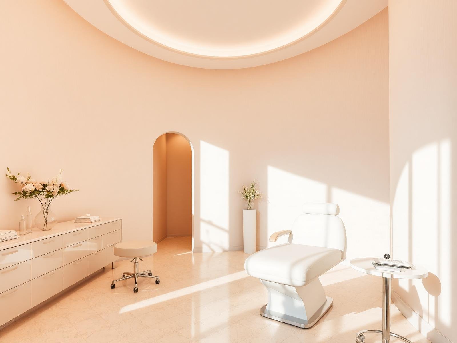 Clinic interior with soft warm lighting